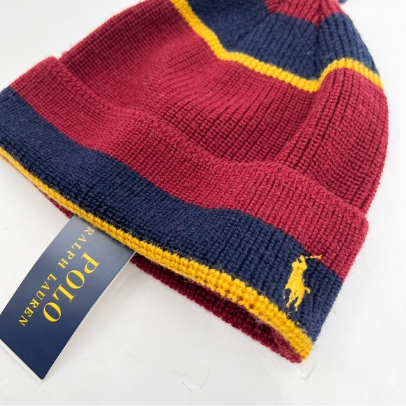Polo Ralph Lauren Regimental Stripe Cuffed Watch Cap Beanie Ski Hat - Picture 3 of 10